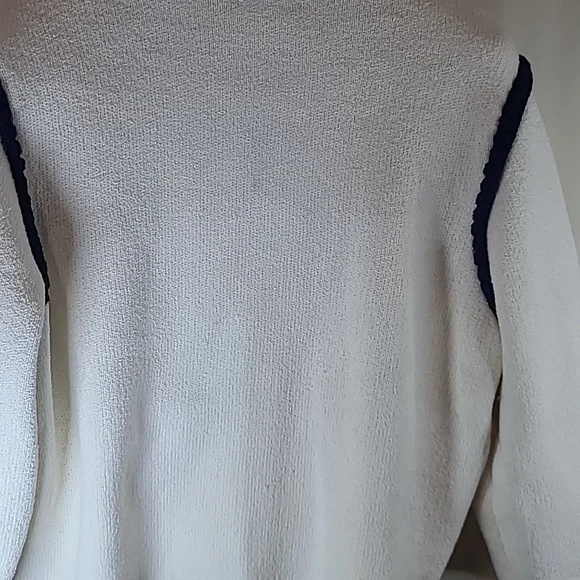 MAEVE by Anthropologie Collarless Tipped Knit Jacket in Beige and Blue - Picture 6 of 9